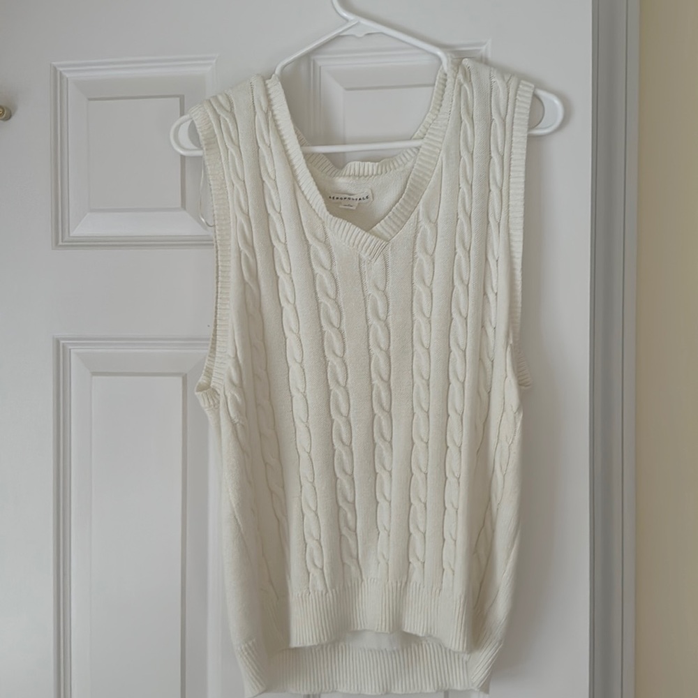 White sweater vest